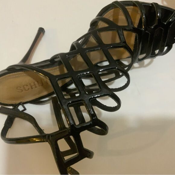 SCHUTZ Black Cage High Heel Stiletto Juliana Sandals 7 - Picture 5 of 10